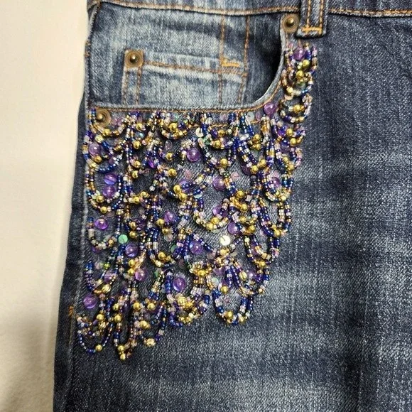 Cache Embellished Beaded Jeans - Picture 6 of 15